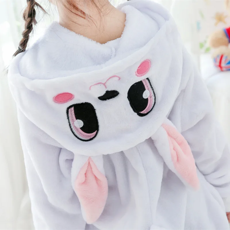 Детские зимние пижамы кигуруми для мальчиков и девочек, комбинезон «кролик» с рисунками животных, Детские фланелевые комбинезоны, одежда для сна, пижамы для мальчиков и девочек