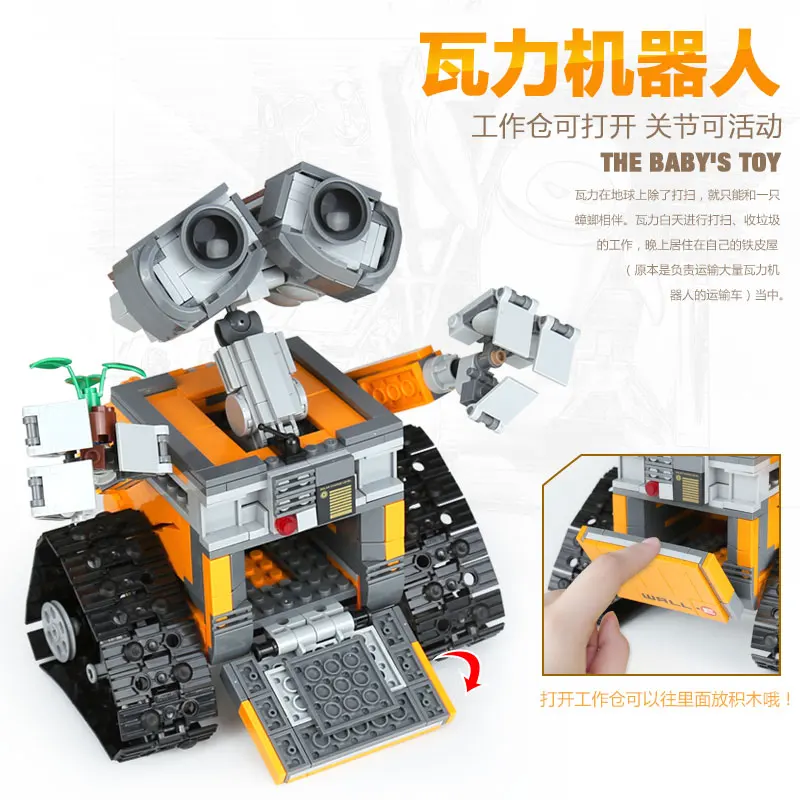 

Movie Idea Robot WALL E 687pcs Creator Dream Peace Love Building Blocks Educational Toys Compatible with Legoings 21303