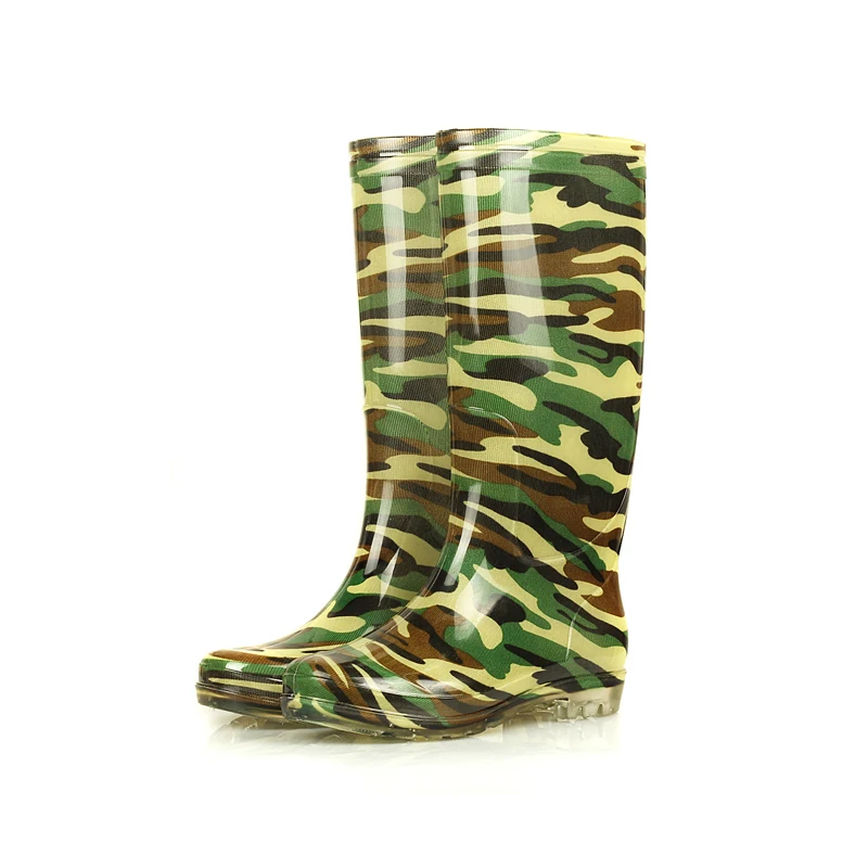 Rain Boots Men's Camouflage Rainboots Transparent Barreled Water Shoes