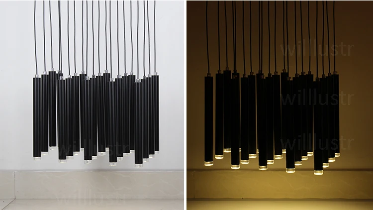 Pingente de Alumínio Moderna Lâmpada Suspensão Iluminação Pendurado Cilindro Lâmpadas Tubo Luz Branco Preto Minimalista Luzes Luxo Led 7 light hanging