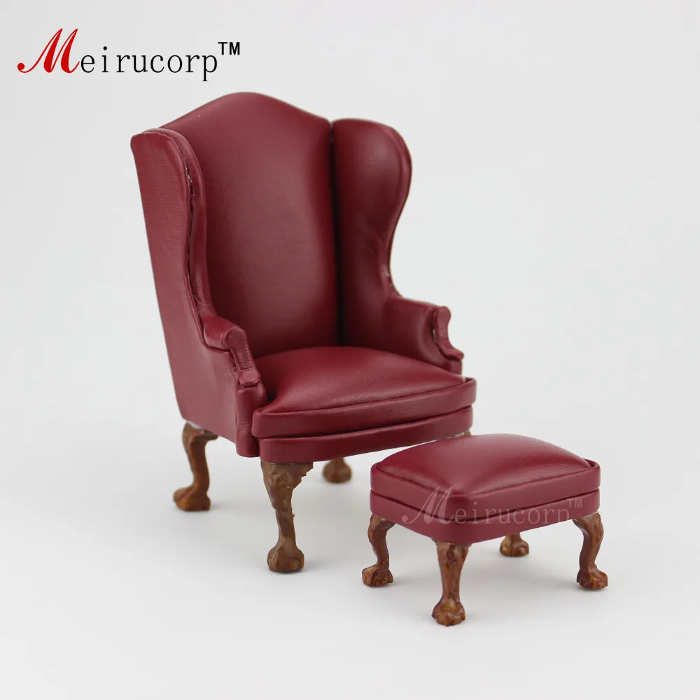 Doll house 1:12 scale Miniature furniture Hand Carved Chair and Ottoman10513 dollhouse miniature furniture 1 12 scale luxuriant hand engraving side cabinet