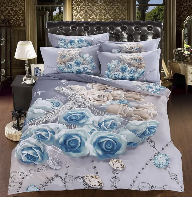 Blue Rose Duvet Cover Bedding Set Bedspreads California Blue Rose Duvet Cover Bedding Set Bedspreads California King Full Double Ed