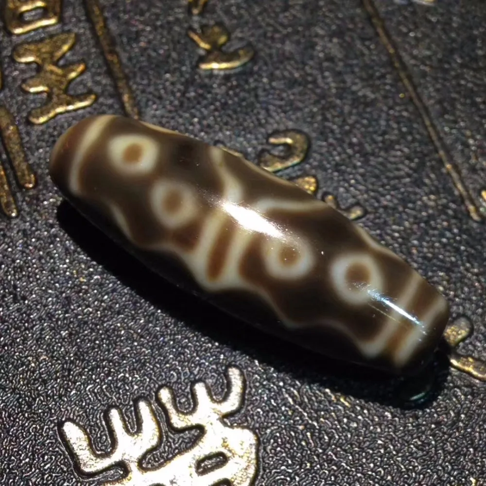 

180121-1 Rare Totem Natural Agate 15 Eyes Old Material Tibetan Dzi Beads Powerful Amulet Collectible Real Tibet Beads