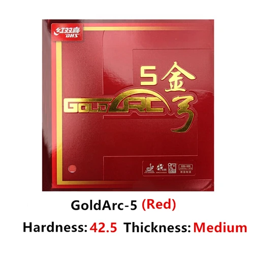 DHS GoldArc 5 резиновый для настольного тенниса, сделано в Германии, Золотая дуга, губка для торта, пинг-понг, tenis de mesa - Цвет: Red 42.5 Medium