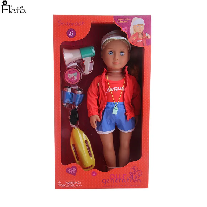 

Fleta 18 inch American girl doll Lifeguard Play Set series DIY toy children Silver hair doll birthday Gift