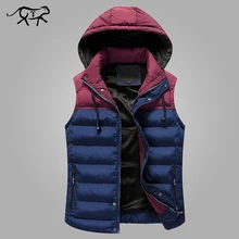 Стильный Зимний жилет для мужчин, модные повседневные мужские куртки без рукавов, мужские пальто с хлопковой подкладкой, безрукавка жилет с капюшоном Homme