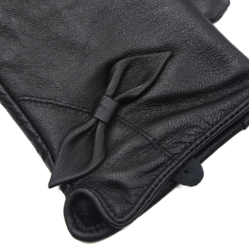 Высококачественные теплые зимние перчатки из натуральной овчины Женские варежки Модные кожаные перчатки CP-04