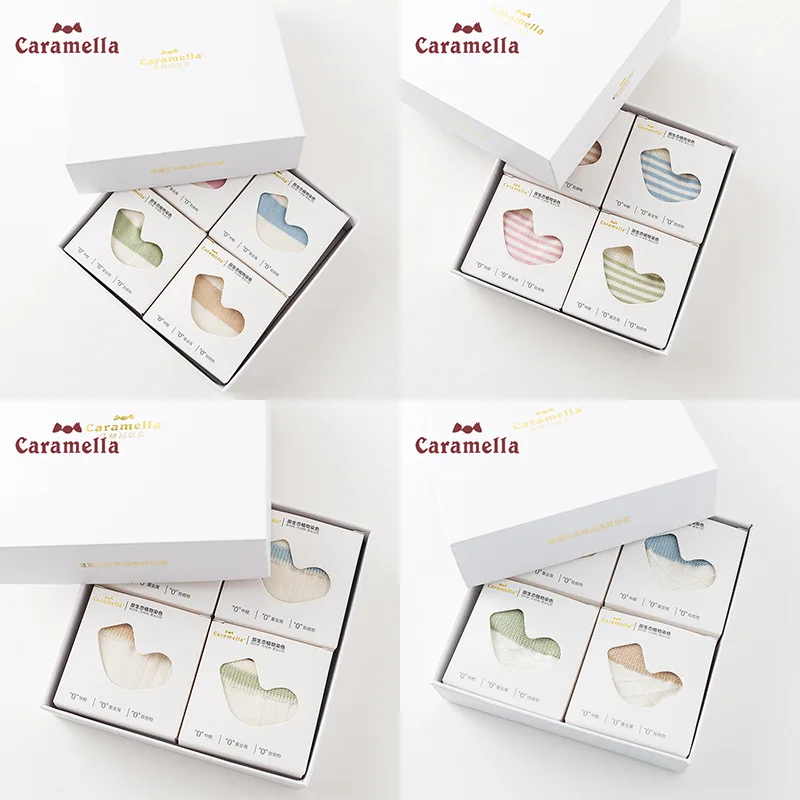 

Caramella 4 Pairs Box Original ecological plant dyeing Boneless Organic Cotton Socks Child Girl Boy Gift Short Socks on sale