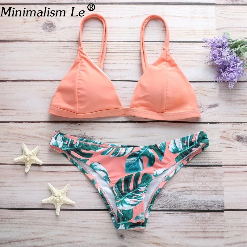 

Women Solid Triangle Swimwear Sexy Floral Print Bikinis Summer Swimsuit New Low Waist Red Beach Wear Female Bating Suit Biquini