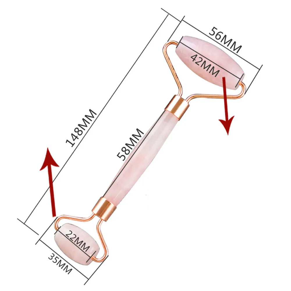 Натуральный розовый кварц массаж лица Кристалл Камень нефритовый массажер для тела Дерма ролик уход за кожей ледяной ролик удаление морщин Красота
