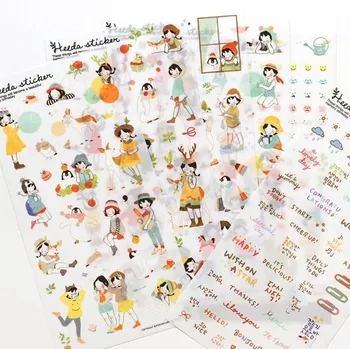 

6sheets/lot Kawaii Stickers Transparent Planner Calendar Book Diary Stickers Scrapbooking Decorative Stickers Stationery