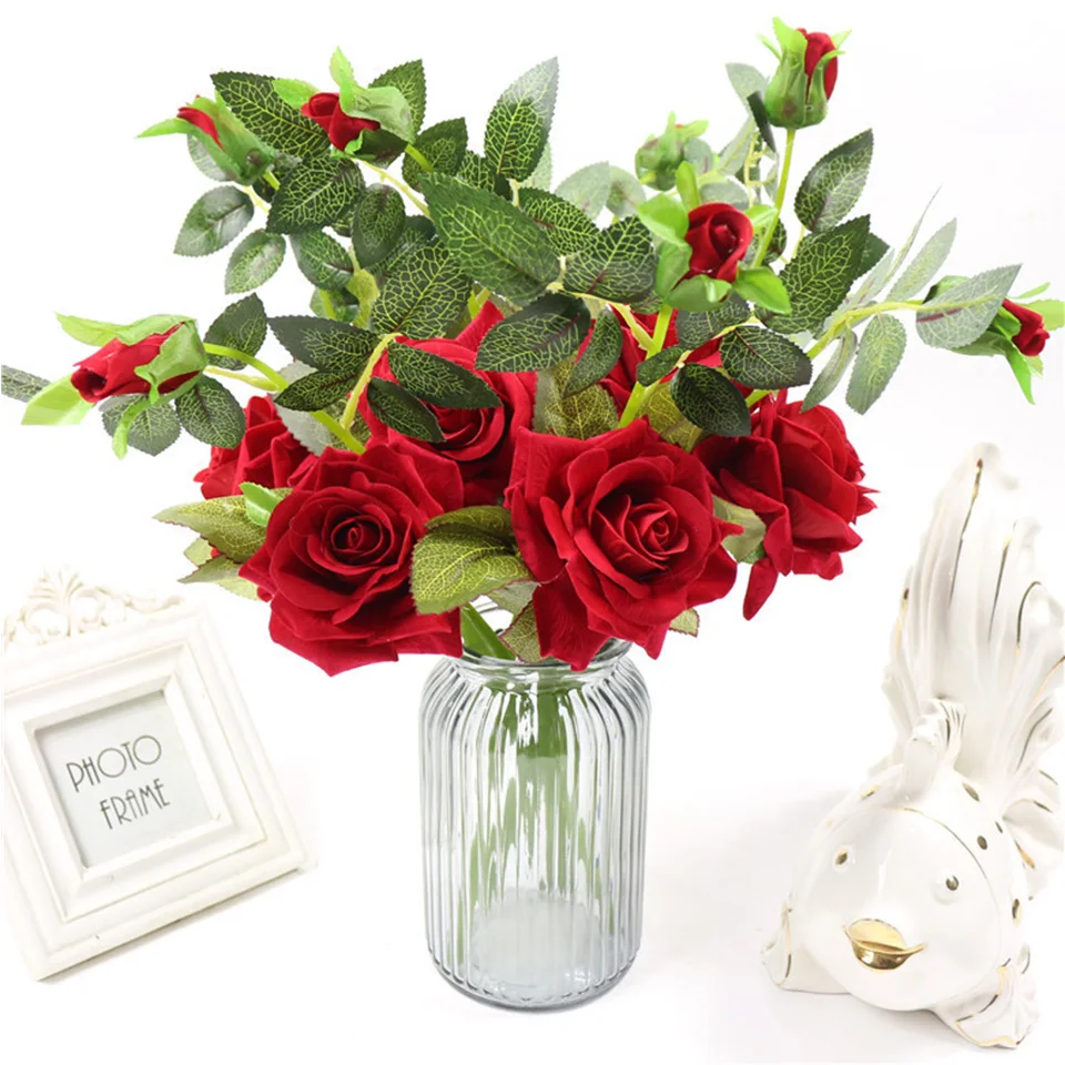 Large Artificial Flowers Roses For Wedding Party Table Home Decoration Real Touch Silk Flowers Bunches Fake Flowers Bouquet (7)