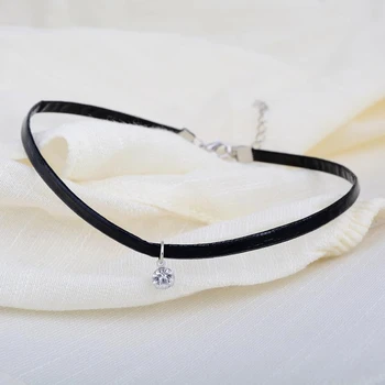

Simple Black Charm Velvet hoker Necklace New Single Crystal Pendant Necklace Women Collar Jewelry