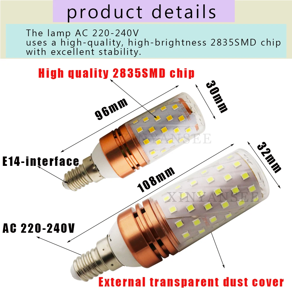 Горячая распродажа! XINYANSEE E14 Светодиодная лампа мощность 12 Вт 16 SMD2835 220 В