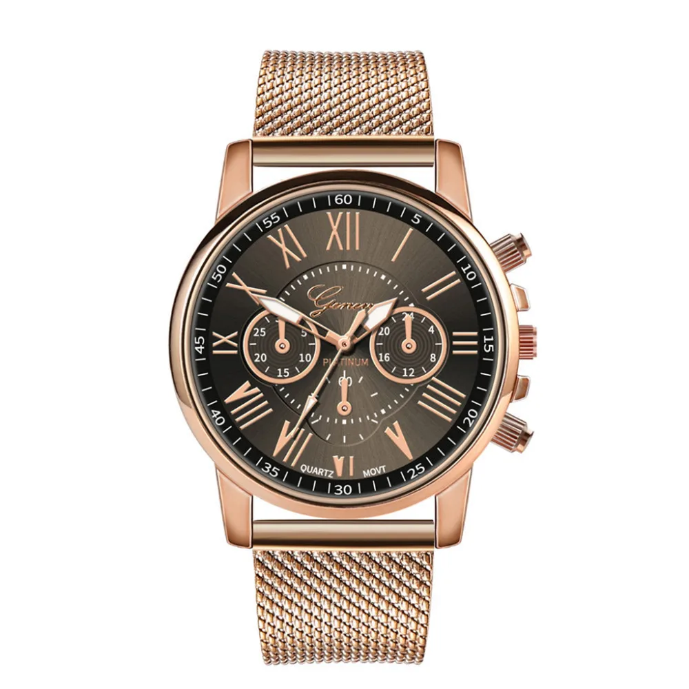 Новые брендовые модные повседневные часы для женщин и девочек GENEVA Классические кварцевые наручные часы браслет из нержавеющей стали часы - Цвет: Черный