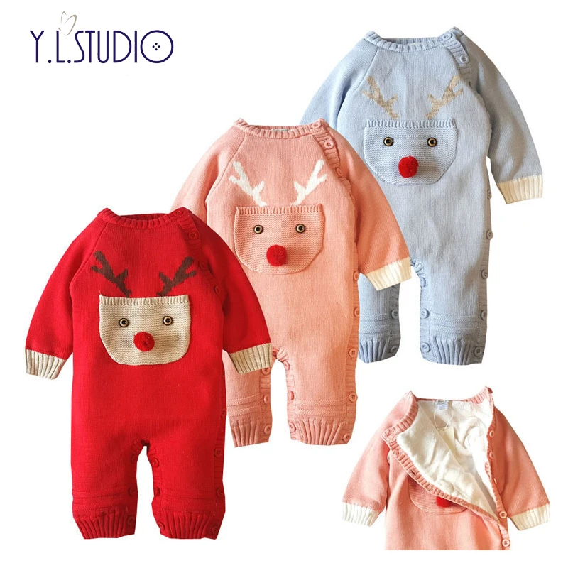 

Baby Boy Wool Thicken Jumpsuit Autumn Winter Warm Overalls Christmas Little Girl Cotton Fashion Climb Clothes Kids Brand Clothes