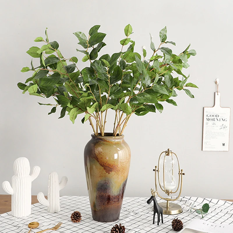 

Artificial green leaf fake flower plant single sabah leaf branch wedding home table decoration