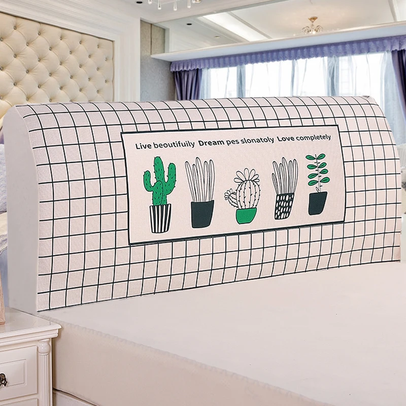 

Simple Fabric Bedside Cover Creative Pattern Comfortable Bed Head Back Cover Dustproof Decoration