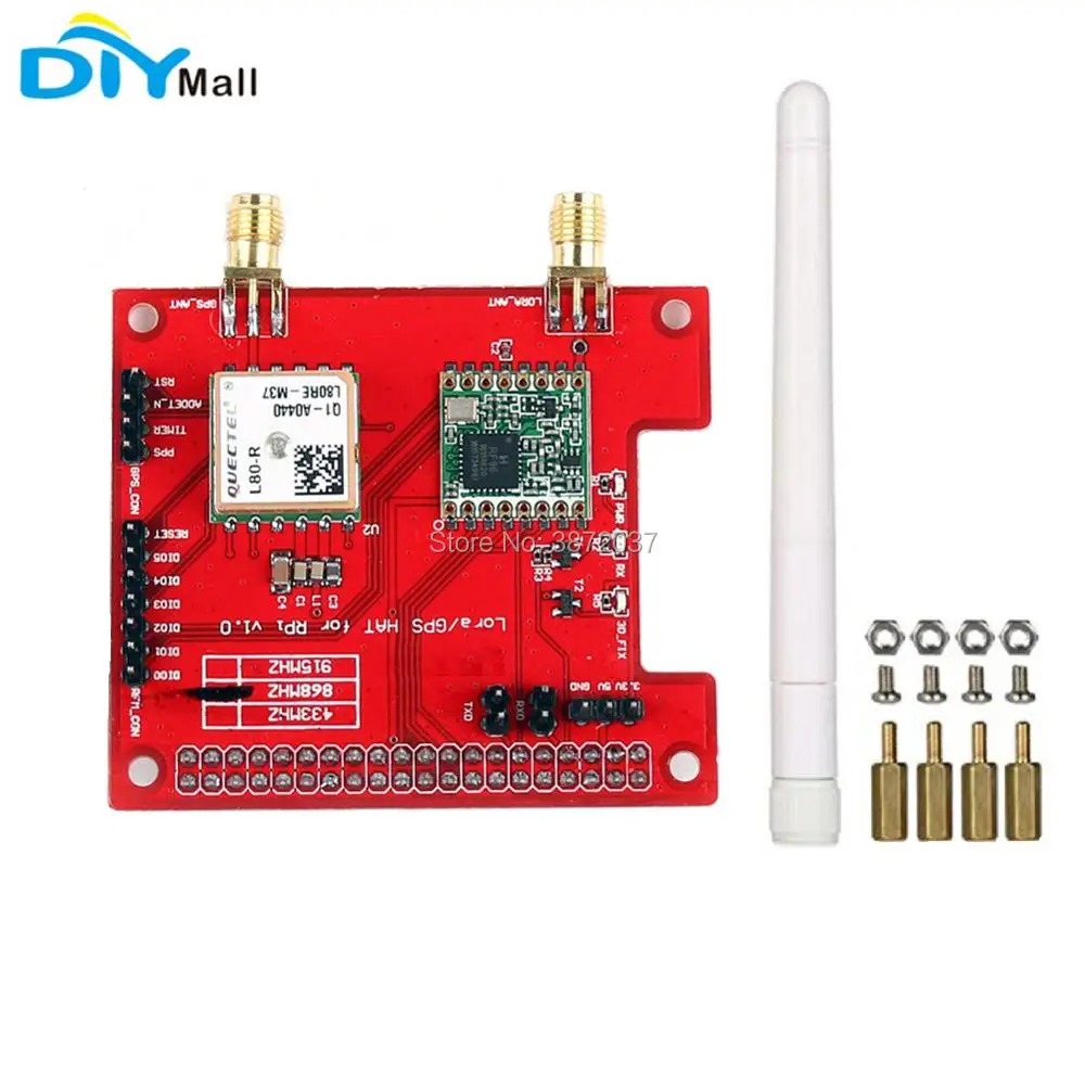 DIYmall для Dragino 868 МГц 915 МГц 433 МГц дальняя дистанция беспроводной Lora gps шляпа Плата расширения для Raspberry Pi LoRaWan