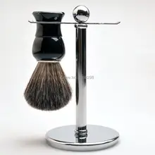 CSB Барсук Набор для бритья включает в себя черную ручку бороды кисти Хромированная Подставка для бритья