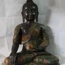 S6626 2" Тибет Буддизм бронза Медь перегородчатой Шакьямуни татхагата статуя Будды