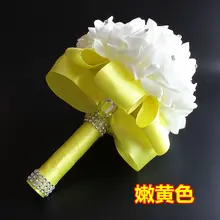 Дешевые цвета слоновой кости Свадебный букет невесты искусственный цветок розы Букет Кристалл Свадебный букет де mariage