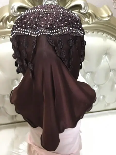 H1077 стиль хиджаб детский с кружевом на спине, смешанные цвета, быстрая
