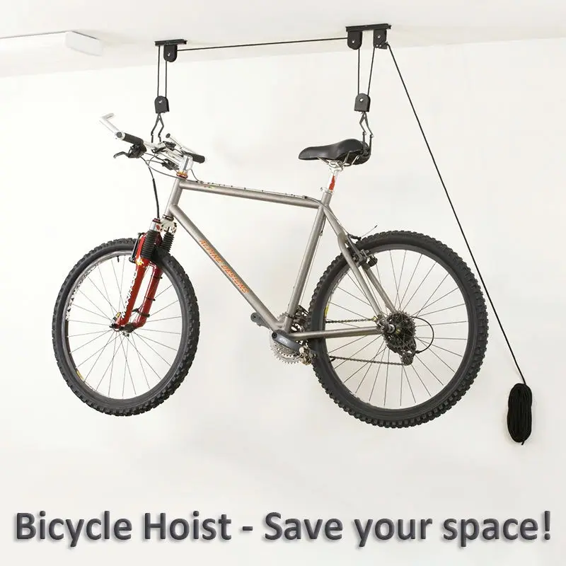 Us 35 0 30 Off Bike Bicycle Lift Ceiling Mounted Hoist Storage Garage Bike Hanger Save Space Roof Ceiling Pulley Rack Wall Mounted Bike Hook In