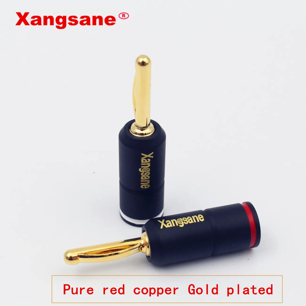 

Xangsane 4 pieces High Performance Pure red copper Gold plated Banana Lock Plug HiFi Speaker Banana Connectors