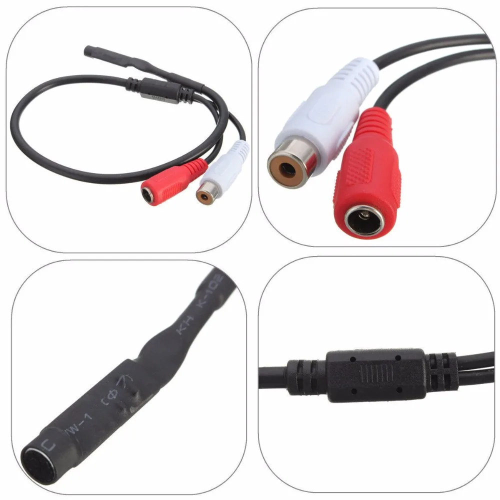 

JINSHENGDA New 2017 arrival Sensitive Audio Pickup Mic Microphone Cable For CCTV Security Monitor DVR Camera