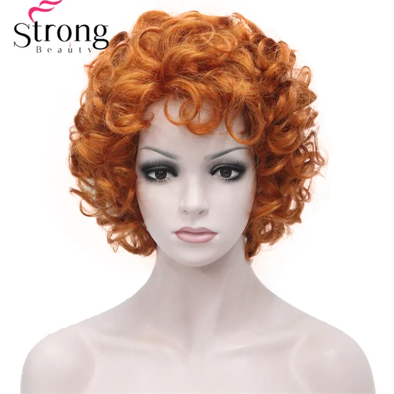 Strongbeauty ショートウィッグソフト風になびく髪銅オレンジハイライトフルウィッグ Aliexpress