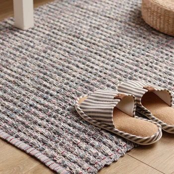 

Thicken hand woven cotton carpet bedroom rug bay window gaddi washable carpet kids soft safe play mat eco-friendly baby game pad