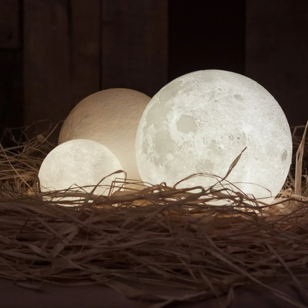 3D Magical Moon LED Night Light Moonlight Desk Lamp USB Rechargeable 3 Light Colors Stepless for Home Decoration Christmas decor
