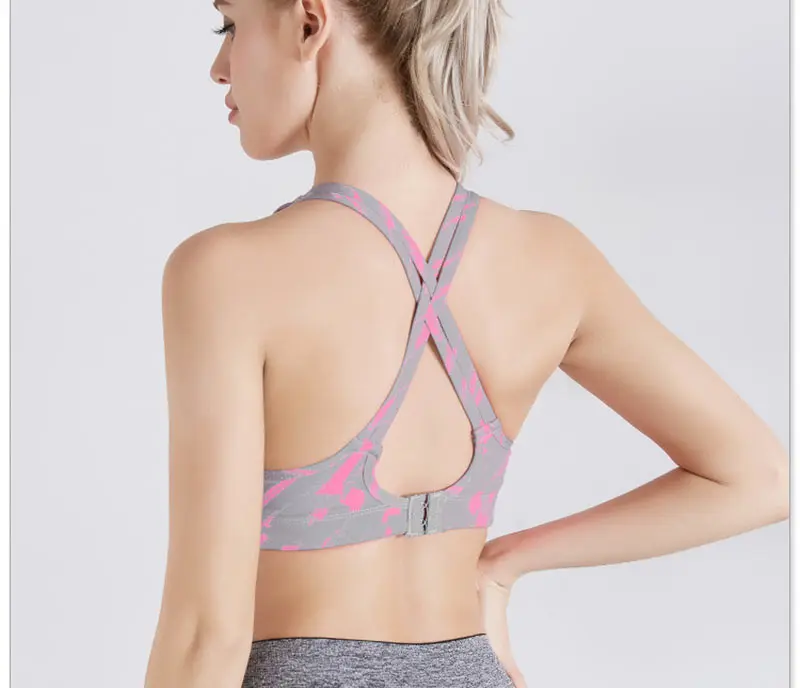 Women Sports Bra Breathable Quick Dry Workout Tank Top Female Camo Fitness Yoga Seamless Running Gym Push Up Wire Free Underwear (7)