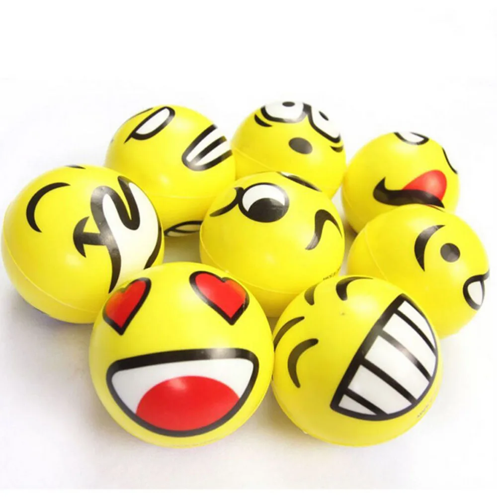 

7.5cm Dia Stress Ball Novetly Emoji Print Squeeze Ball Hand Wrist Exercise Stress Ball PU Rubber Toy Balls 1PCS
