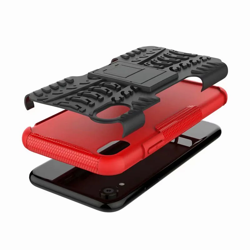 Бронированная подставка PC+ Мягкий силиконовый чехол для iPhone XR XS Max Hybrid Mobile Case 100 шт./партия