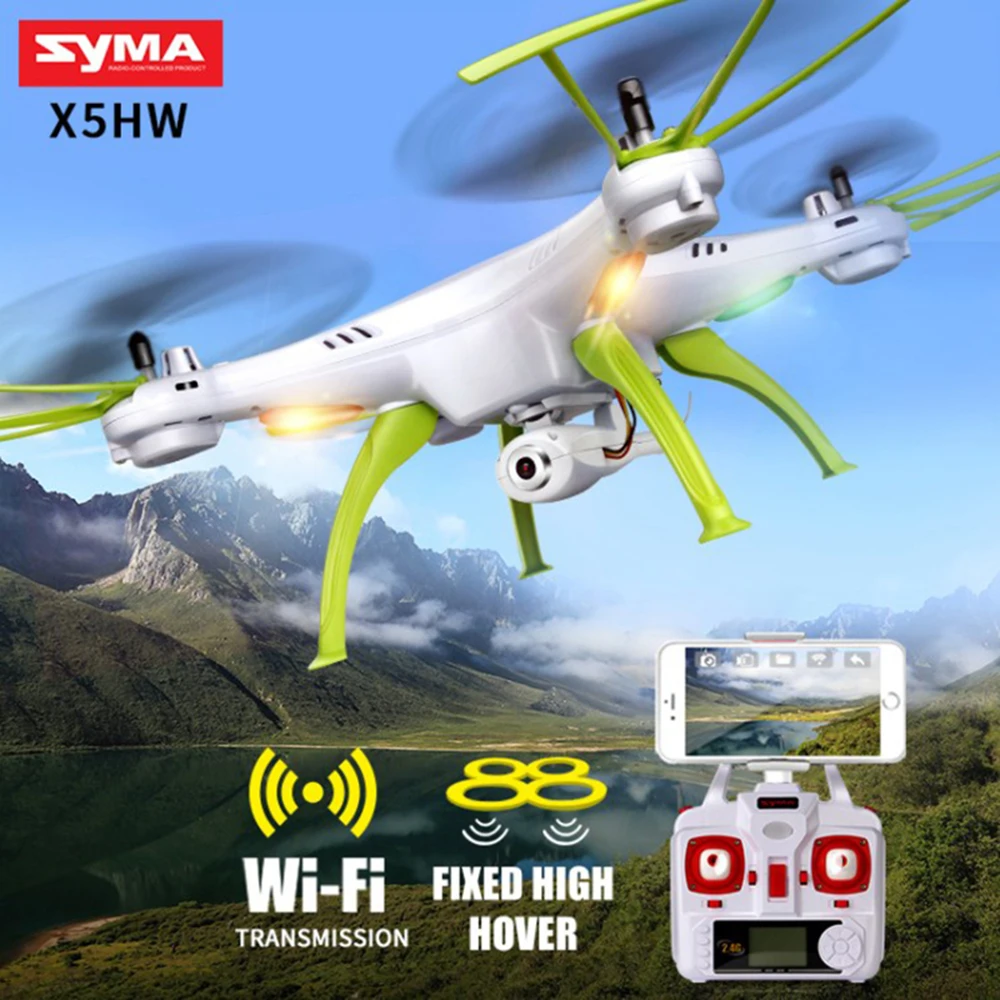

SYMA X5HW RC Drone with WiFi HD Camera FPV RC Helicopter Hovering Function Quadcopter Outdoor Toy For Kid Gift (X5HG Upgrade)