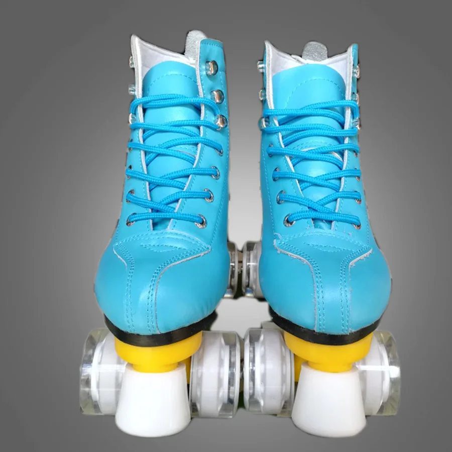 Japy Geneniu جلدية زلاجات دوارة مزدوجة خط الجليد 6 ألوان النساء سيدة الكبار الأبيض بو 4 عجلات اثنين خط أحذية التزلج Patines