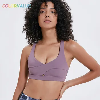 

Colorvalue Cross Straps Yoga Athletic Bras Women Sexy Push Up Fitness Crop Tops Workout Brassiere with Removable Pads XS-XL