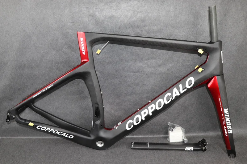 Новинка 2019 углеродная рама для шоссейного велосипеда COPPOCALO WINDER W12 красная черная