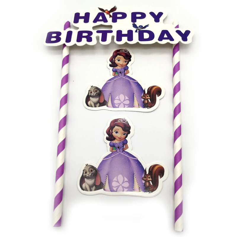 

1set/pack Girls Kids Favors Baby Shower Party Cake Flags Sofia Princess Cartoon Theme Decorate Birthday Party Cupcake Toppers