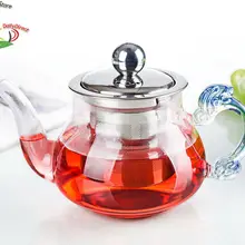 1х горшок LM-Dragon ручка 400 мл жаростойкий прозрачный стеклянный цветочный чайник кофейная вода чайник с фильтрующей крышкой из нержавеющей стали