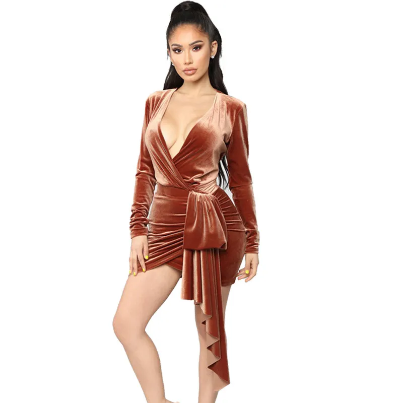 long velvet v neck dress women Online long velvet v neck dress women