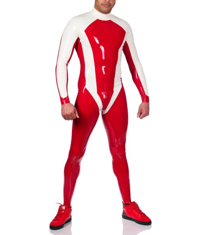

New Arrival Customized Latex Rubber Catsuit With Feet Rubber Latex Bodysuit For Men