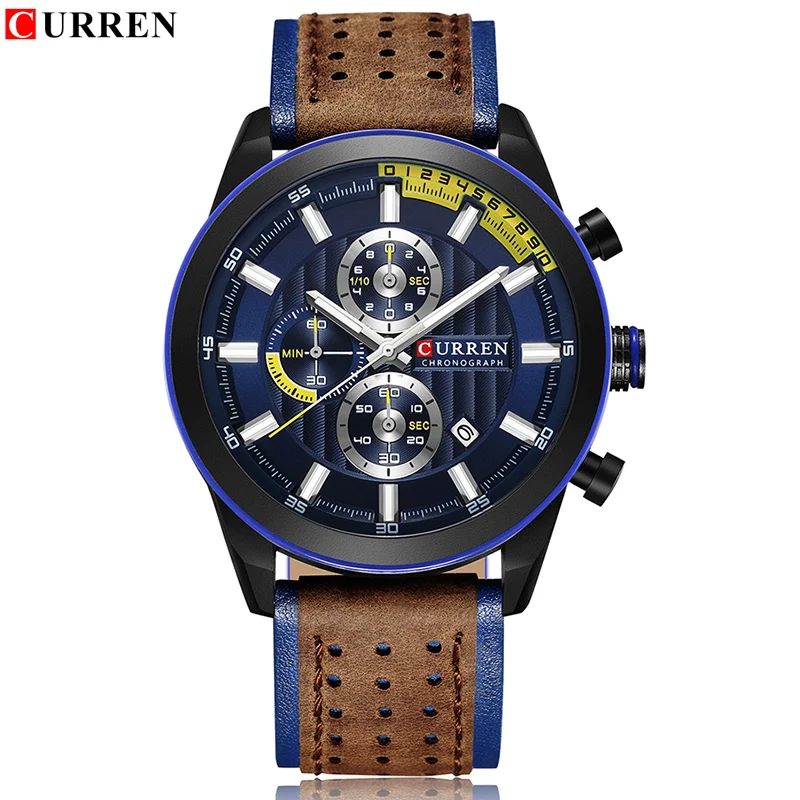 Часы наручные CURREN Мужские кварцевые спортивные водонепроницаемые в стиле