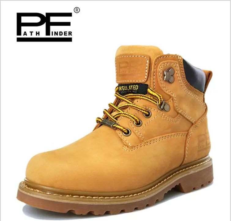 

Pathfind brand Mens Leather ankle Tooling Boots Men Outdoor waterproof Casual Shoes Retro Autumn Winter men Boots plus size