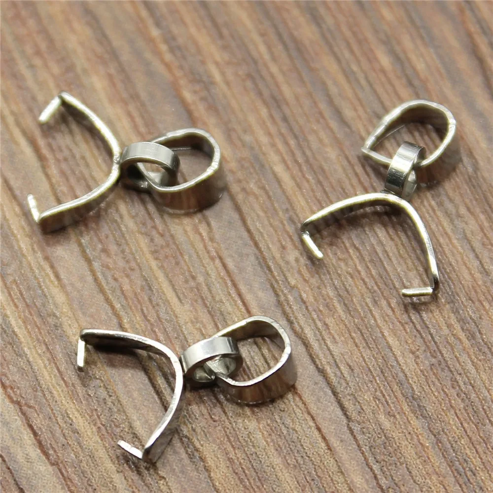 

50%OFF(10 pcs or more) 4 Sizes Pendants Clasps Clips Bails Connectors Charm Bail Beads Jewelry Findings Stainless Steel