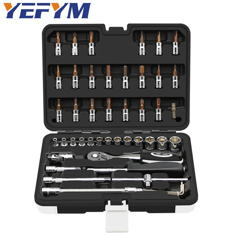 

46pcs/set professional auto repair car protection tool set socket wrench screwdriver set chrome vanadium steel material tools