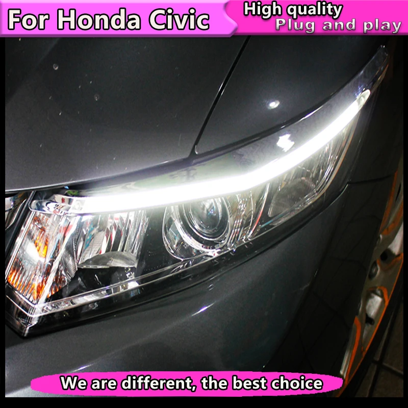 

Car-styling LED Headlight Eyebrow Daytime Running Light DRL With Yellow Turn Signal Light For Honda Civic 2012-2014 Auto Parts