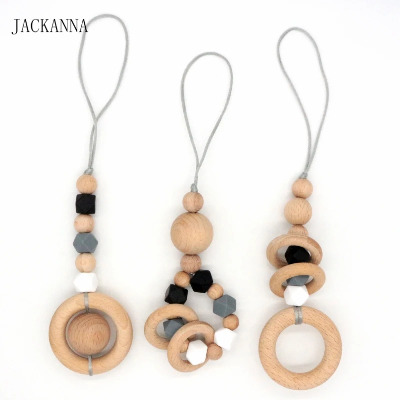 silicone and wood teether